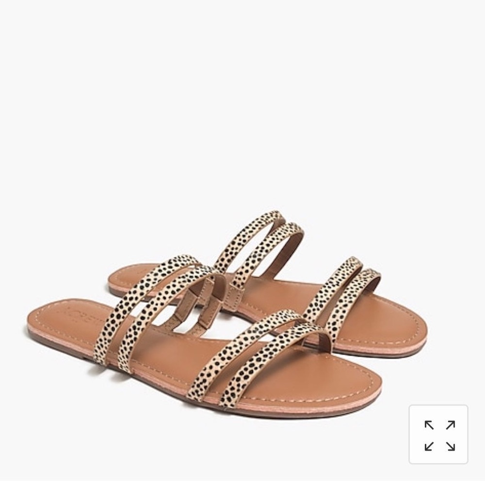 I Crew calf hair seaside slide
